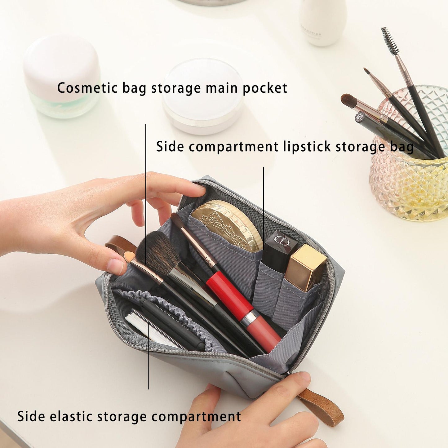 Lipstick Makeup Bag, Mini Small, Compartmentalized Women's Organizer